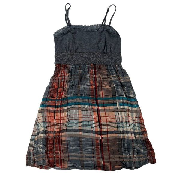 Vintage Y2K Gray Plaid Cottagecore Indie Sleaze Hipster Mini Dress Top / S - Picture 4 of 9